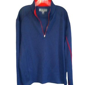 Pebble Beach Men's Performance Golf Jacket 1/4 Zip Pullover Navy Blue/Red Medium